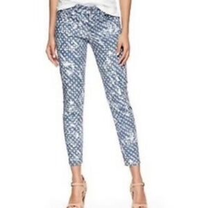 GAP Always Skinny Blue Print 1969 Jeans, Blue with White Paint Splatter Effect
